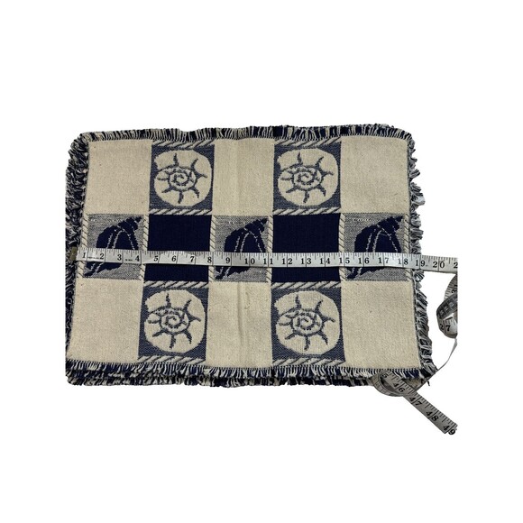 Classic Collection Blue and White Nautical Placemats Set of 6 Fabric Place Mats - Picture 7 of 10